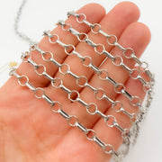 Oxidized Sterling Silver Oval and Round Cable Link Chain